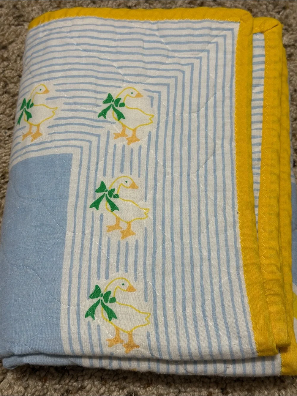 VTG That’s Our Baby Quilted Blanket - Mother Goose Cottage Core Country 34”x43”